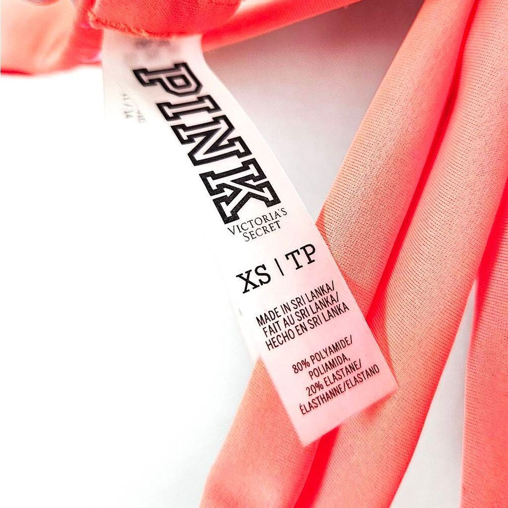 VICTORIA SECRET PINK Orange and Pink Cross Body Strapless Vacation Bikini Top XS - Picture 3 of 4